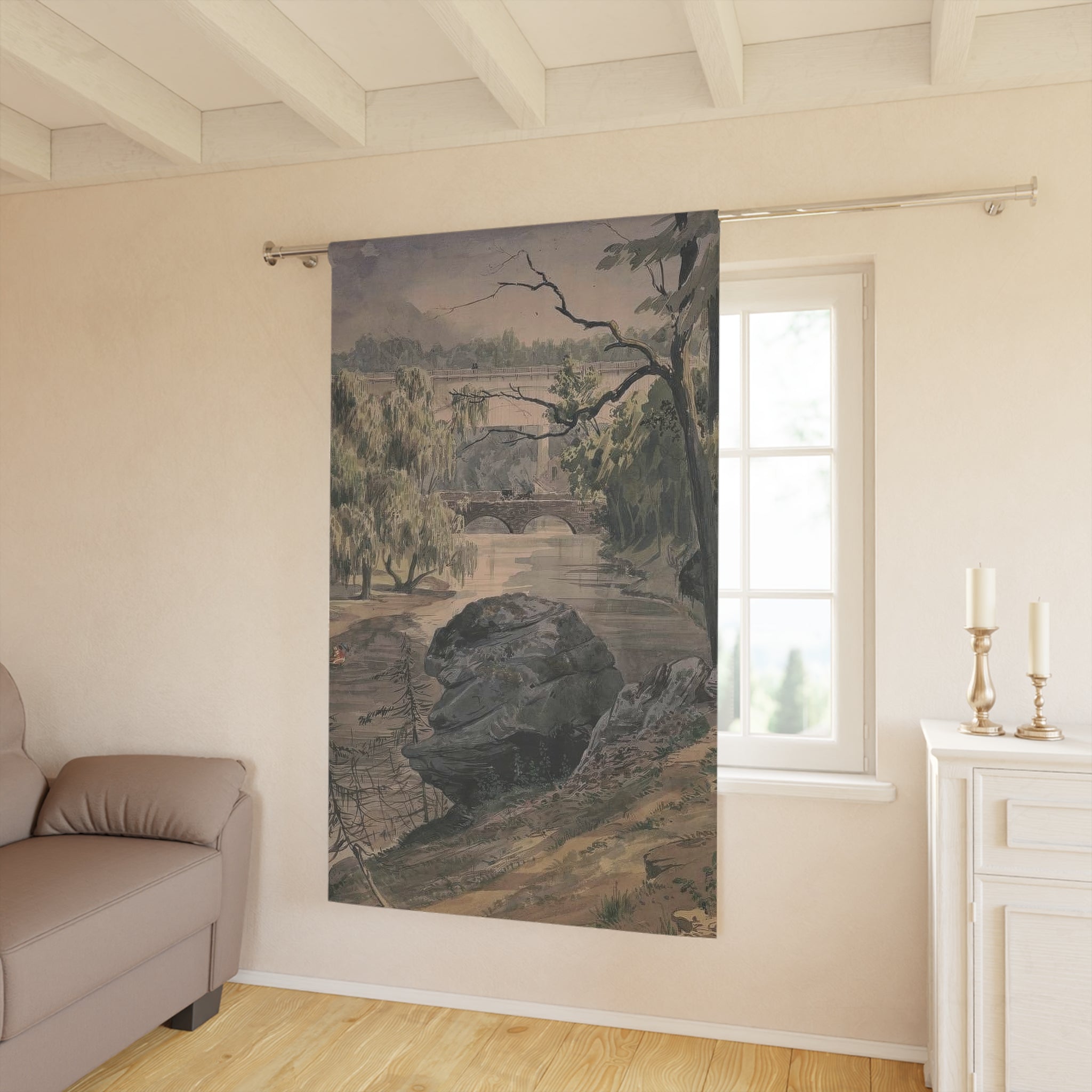 Bridges and Stone Window Curtains (1 Piece)