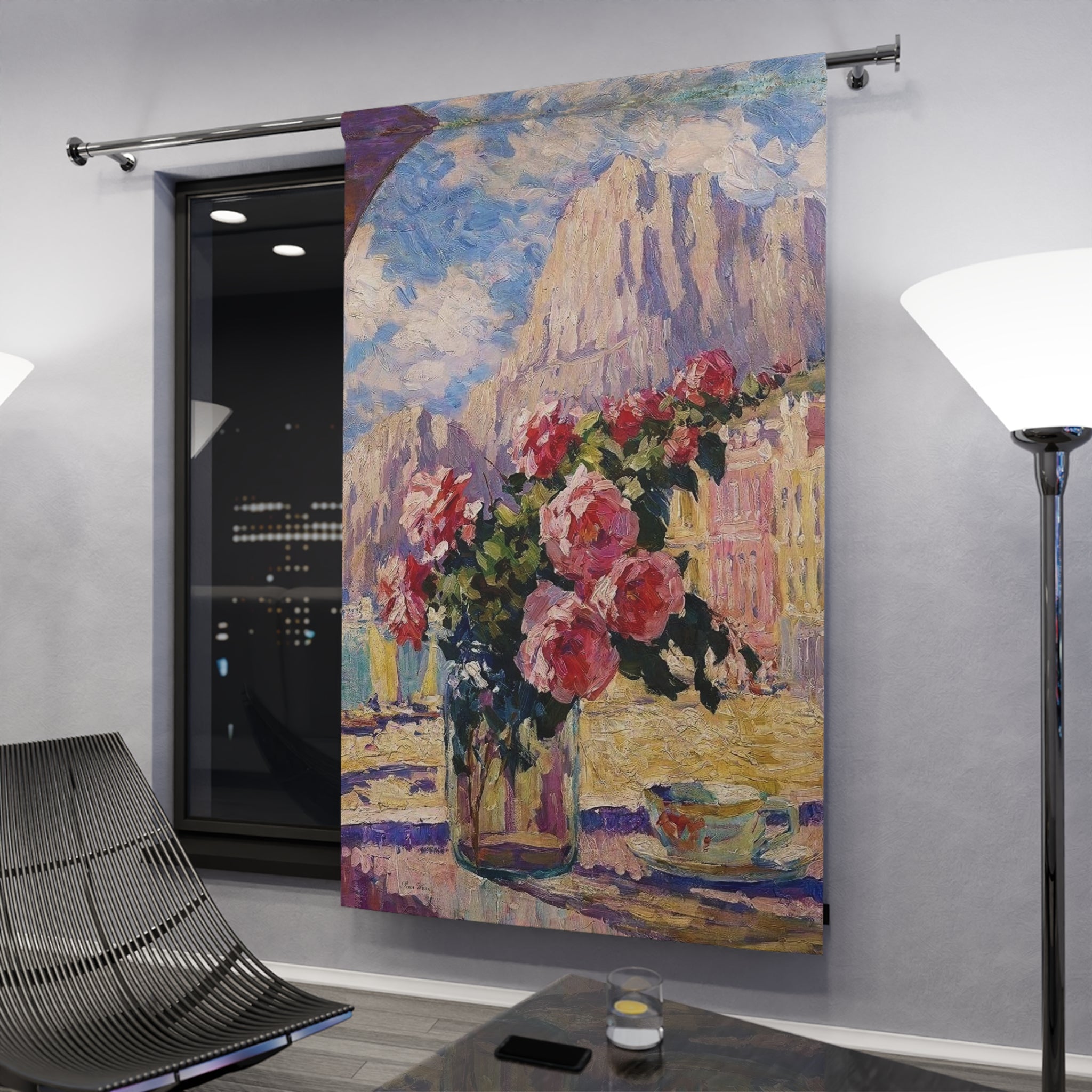 Bouquet in Scenic Window: Window Curtains (1 Piece)