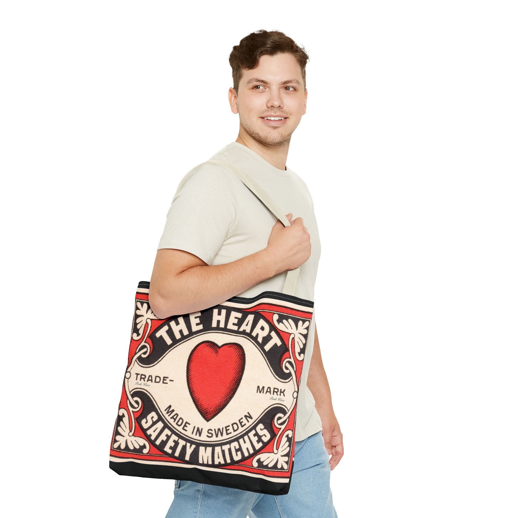 The Heart Safety Match Tote Bag (3 sizes, multiple handle colors)