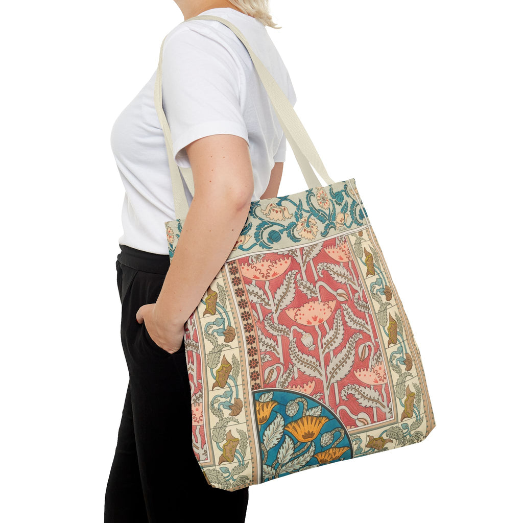 Deco Poppies Tote Bag (3 sizes, 5 handle colors to choose from)