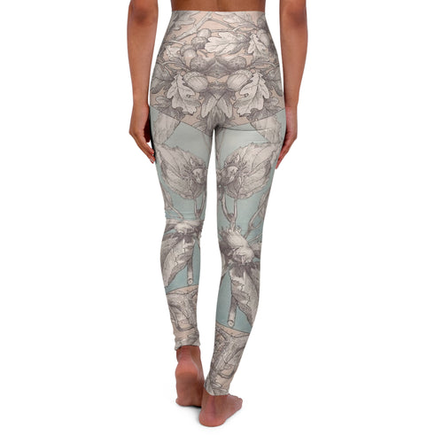 Acorns and Squirrel Artistic High Waisted Yoga Leggings / Bottoms (6 sizes)