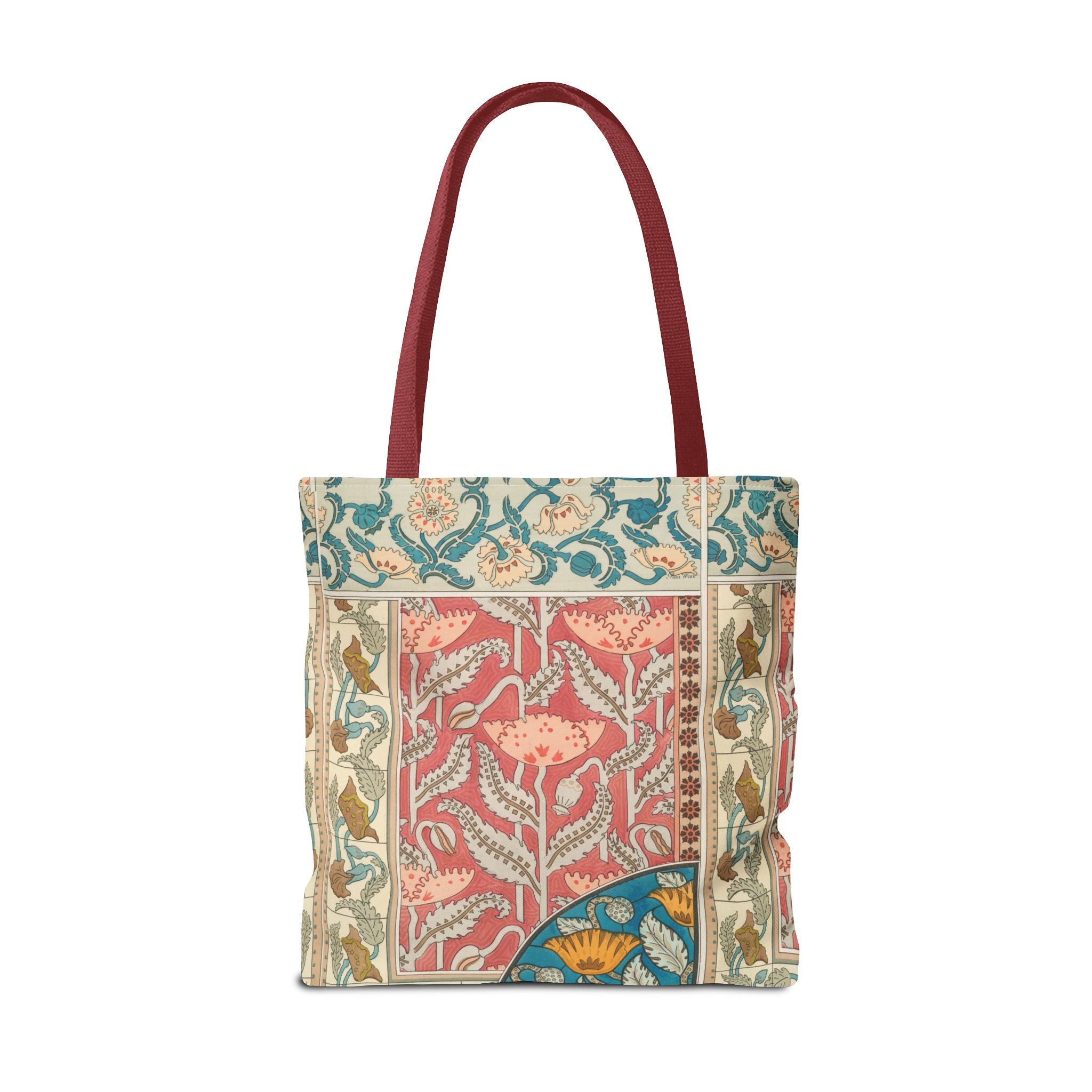 Deco Poppies Tote Bag (3 sizes, 5 handle colors to choose from)