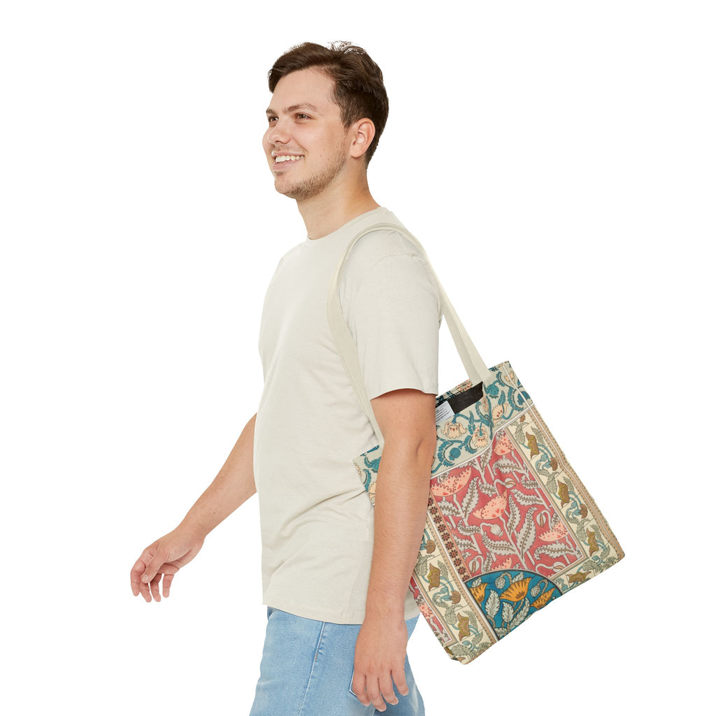 Deco Poppies Tote Bag (3 sizes, 5 handle colors to choose from)