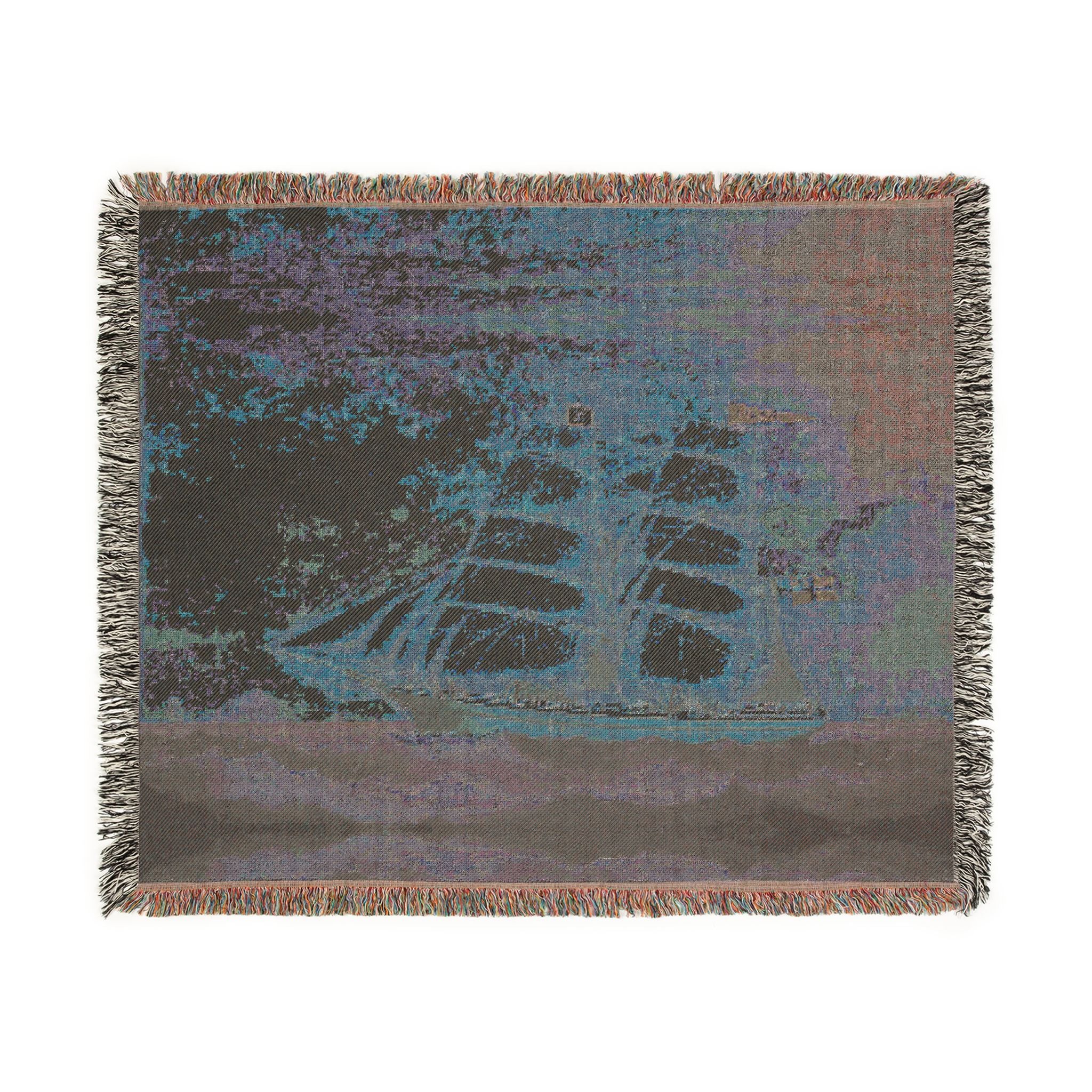 Sailing Clipper Woven Blanket / Wall Art: Nautical Ship Tapestry Throw 3 sizes
