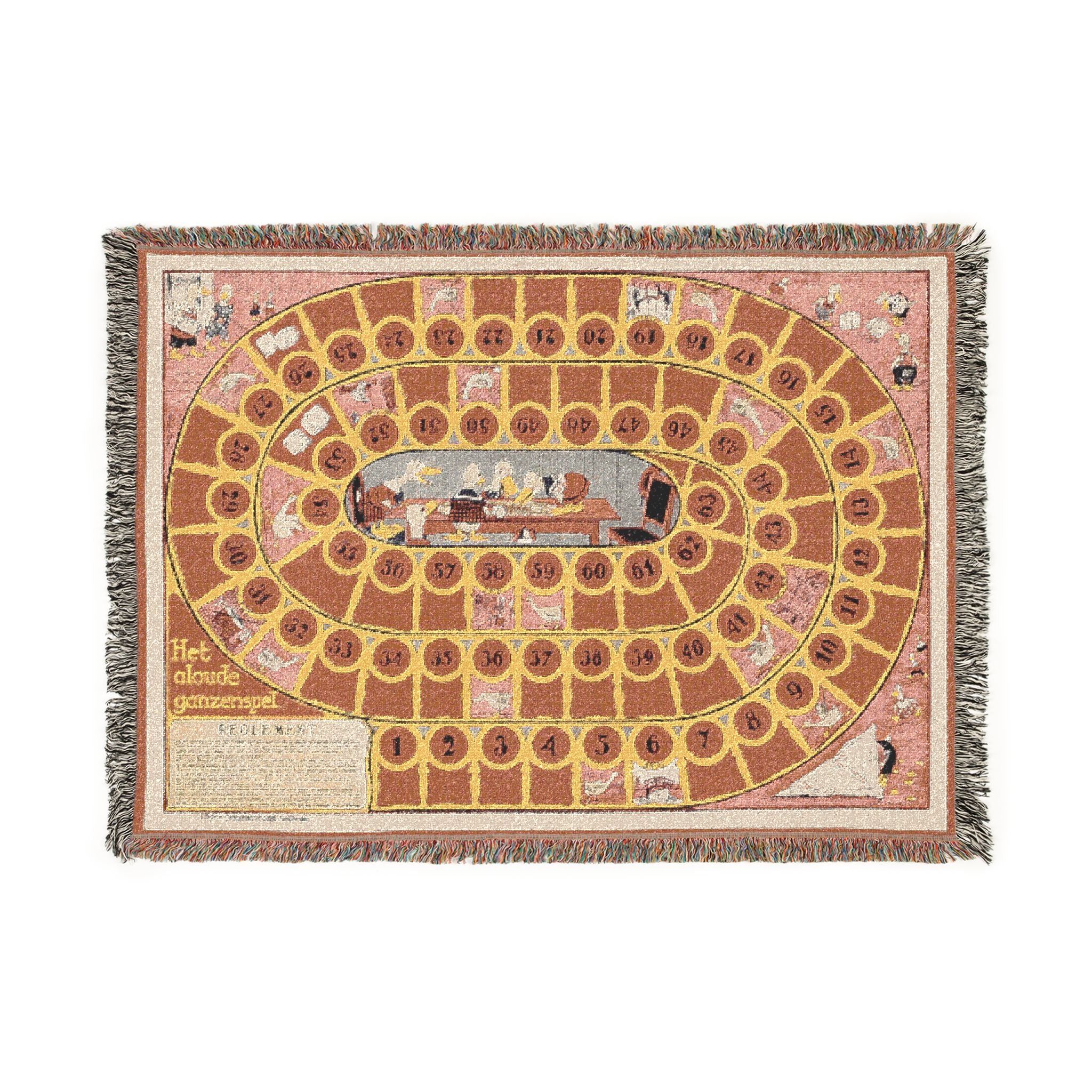 Old Game of The Goose Dutch Board Game Woven Blanket / Throw / Wall Hanging /3 sizes