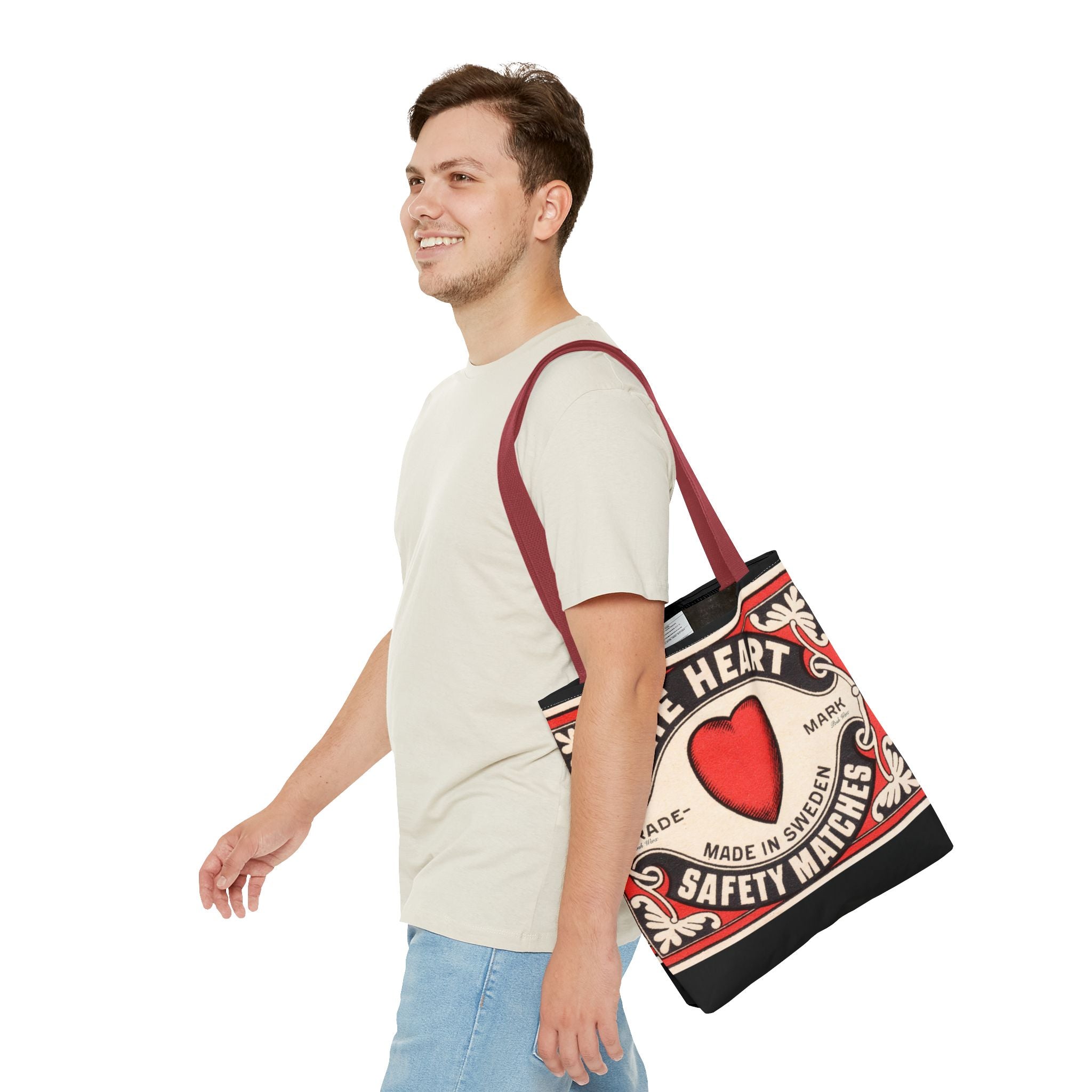 The Heart Safety Match Tote Bag (3 sizes, multiple handle colors)