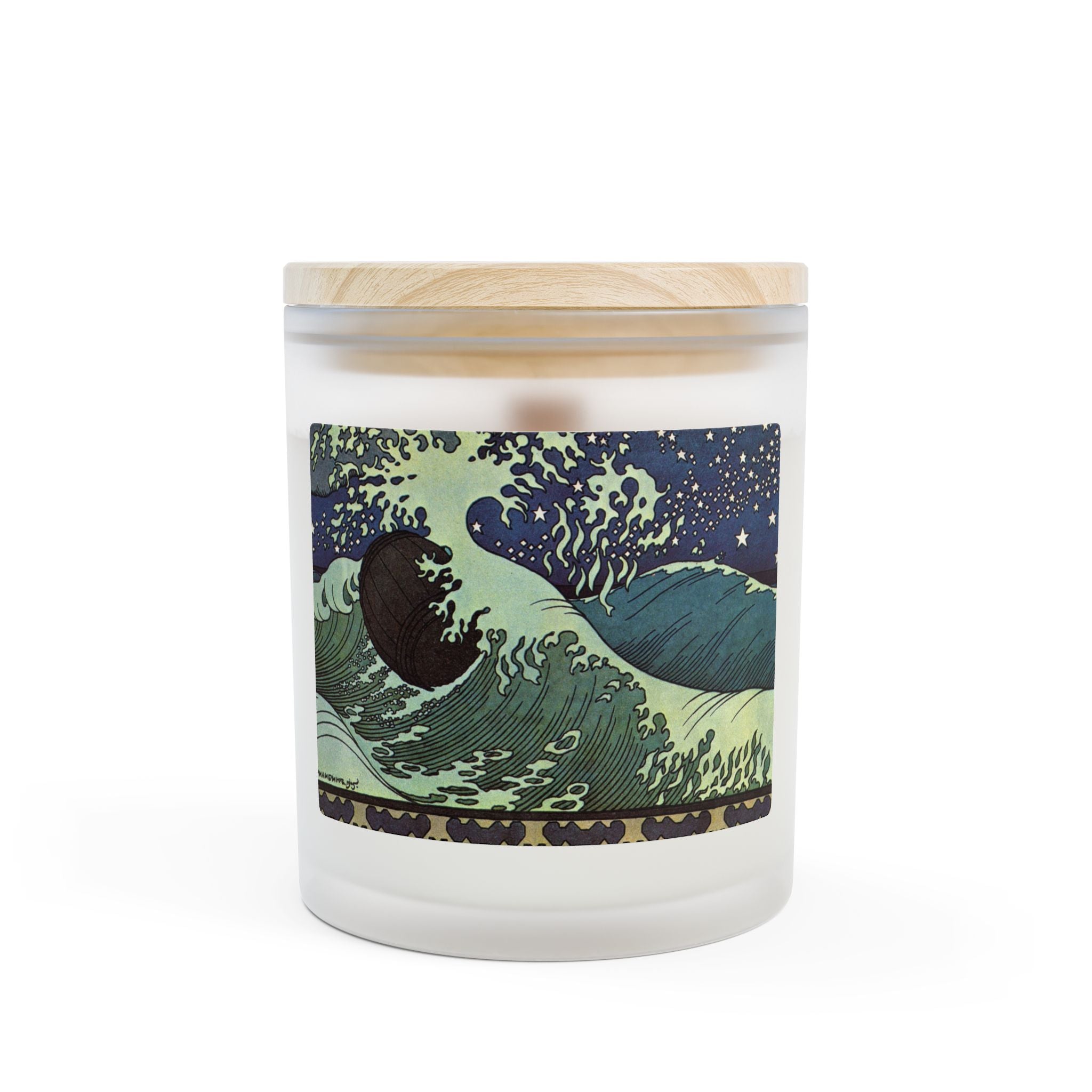 Japanese Celestial Wave with Turtle Frosted Glass Candle, Home Decor (9 scents)