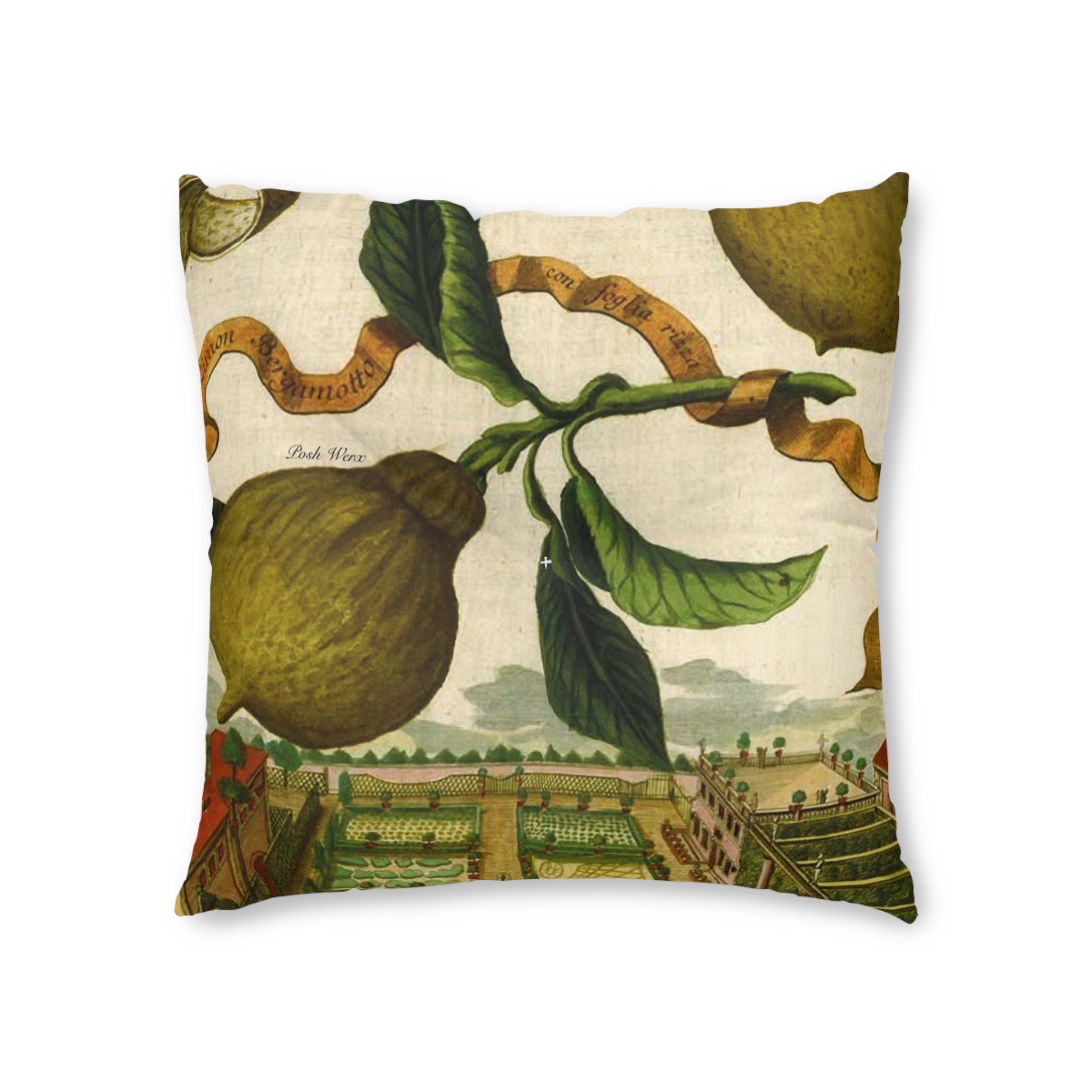 Italian Lemon Farm Tufted Floor Pillow, Square (2 sizes)