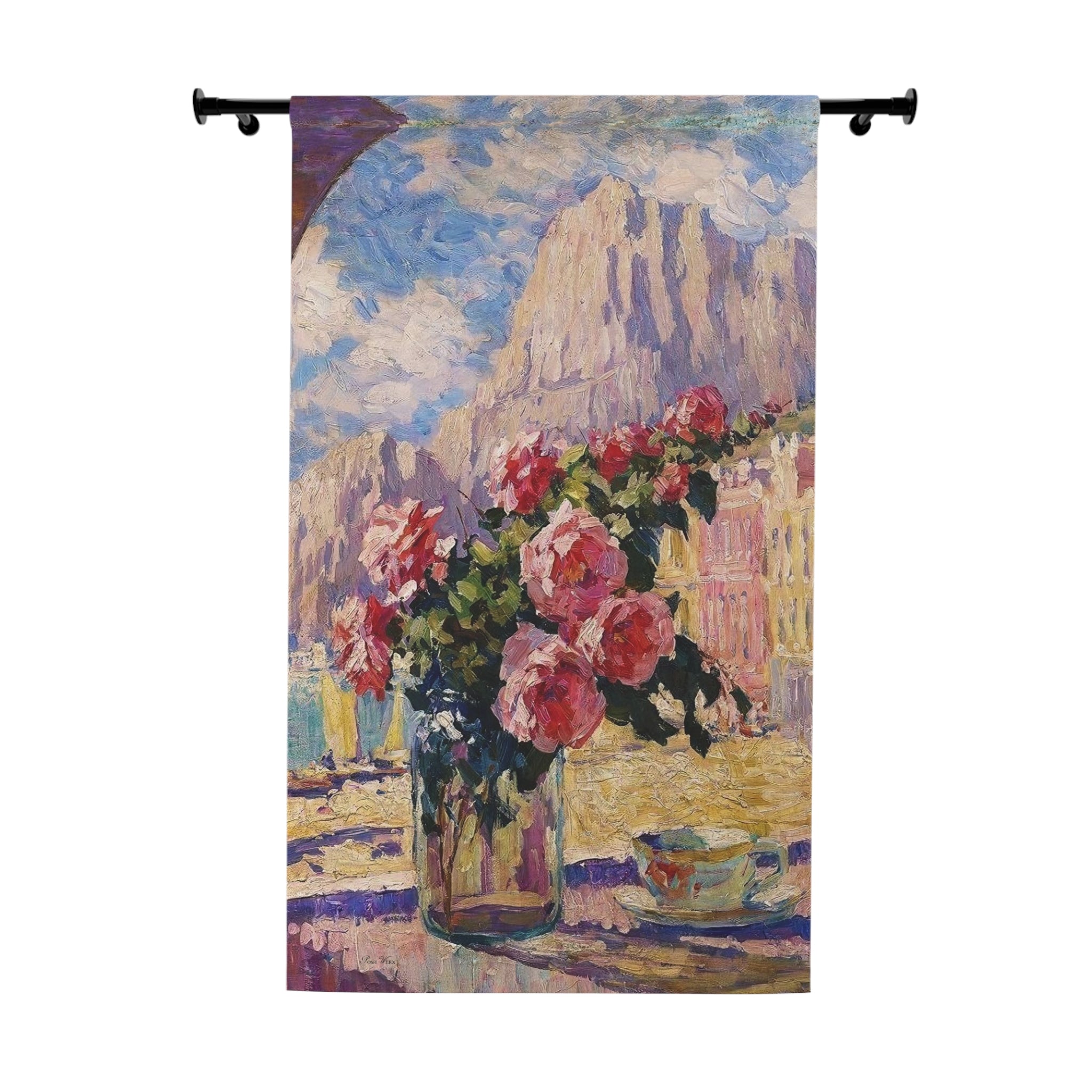 Bouquet in Scenic Window: Window Curtains (1 Piece)