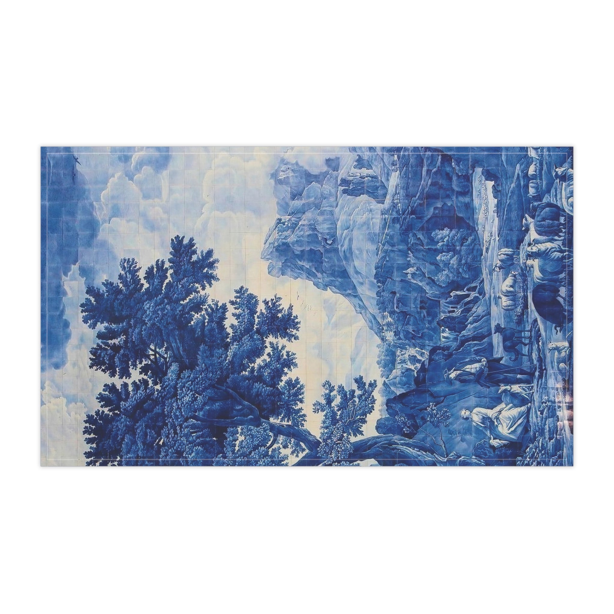 Blue and White Delft Tile Toile Tea Towels - Kitchen Accessories, Gift