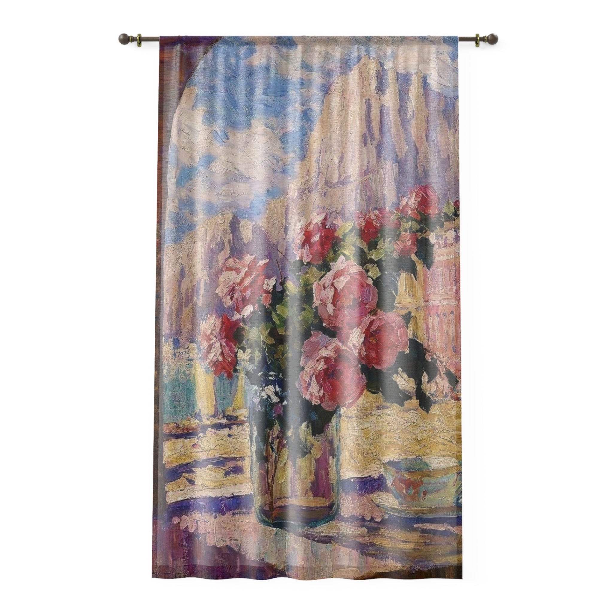Bouquet in Scenic Window: Window Curtain